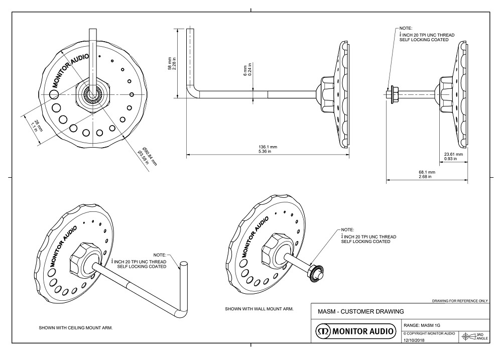 Monitor Audio MASM Mount, universalt väggfäste 1/4