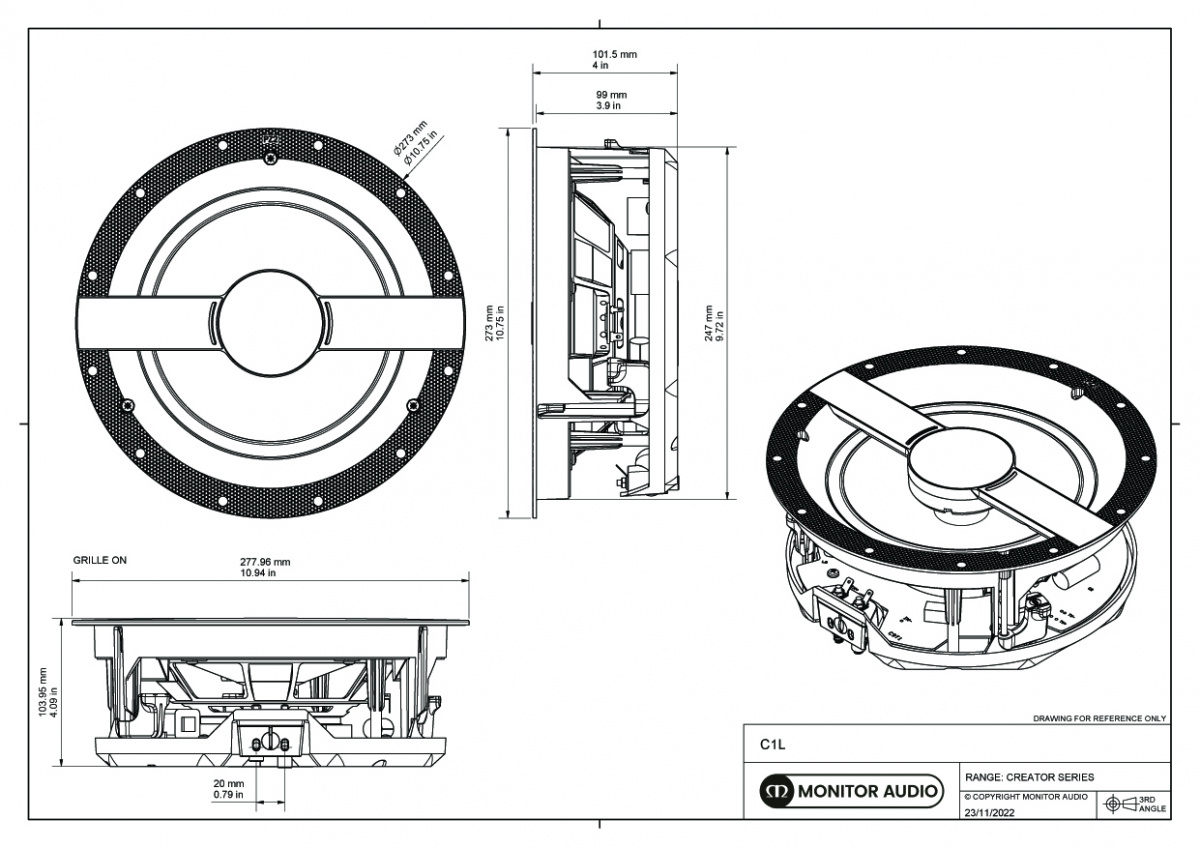 Monitor Audio Creator C1L inbyggnadshögtalare, styck
