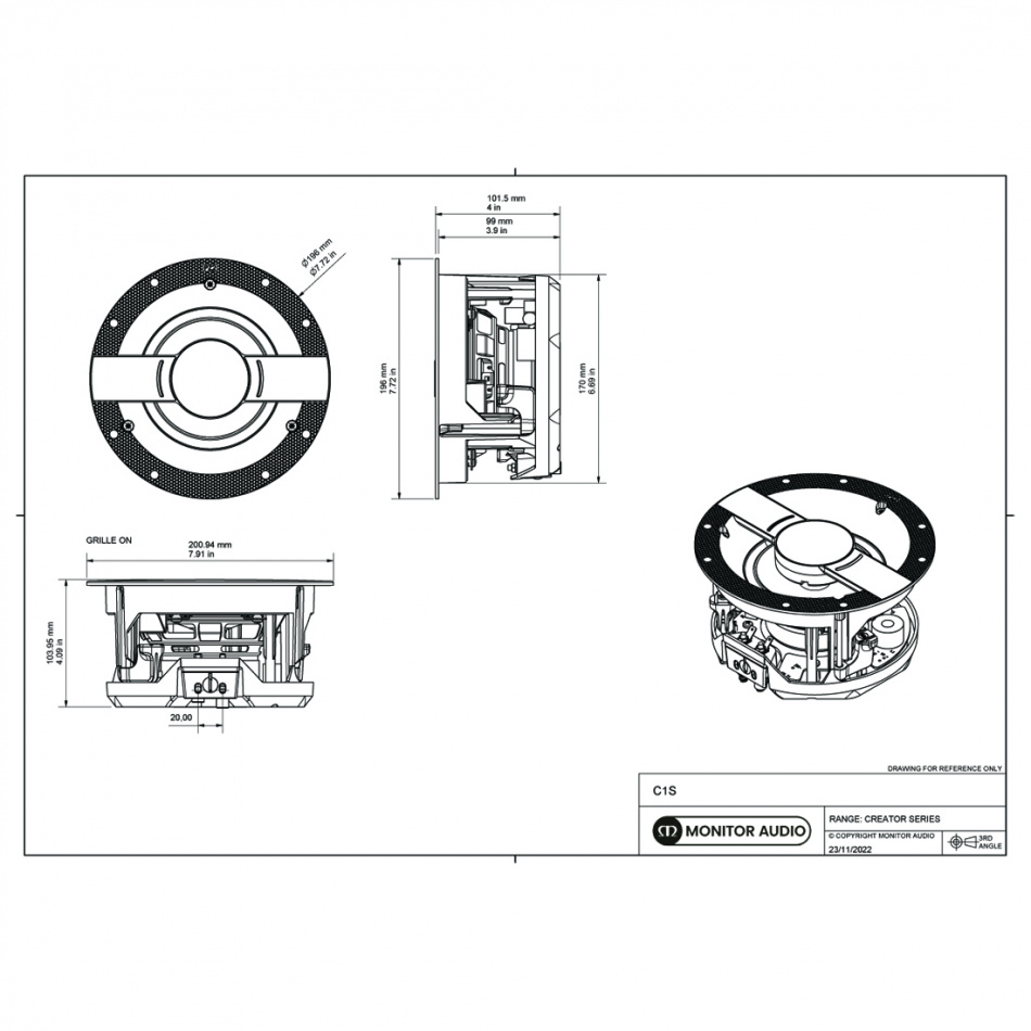 Monitor Audio Creator C1S inbyggnadshögtalare, styck