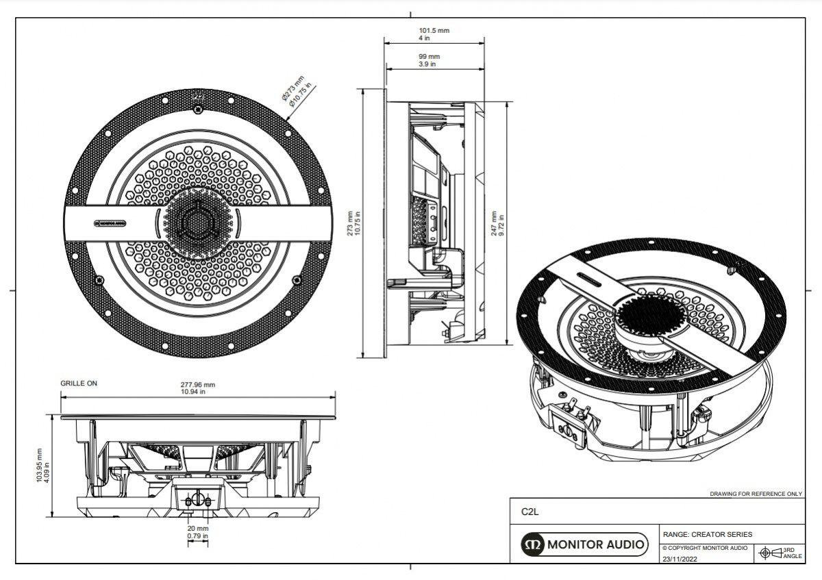 Monitor Audio Creator C2L inbyggnadshögtalare, styck