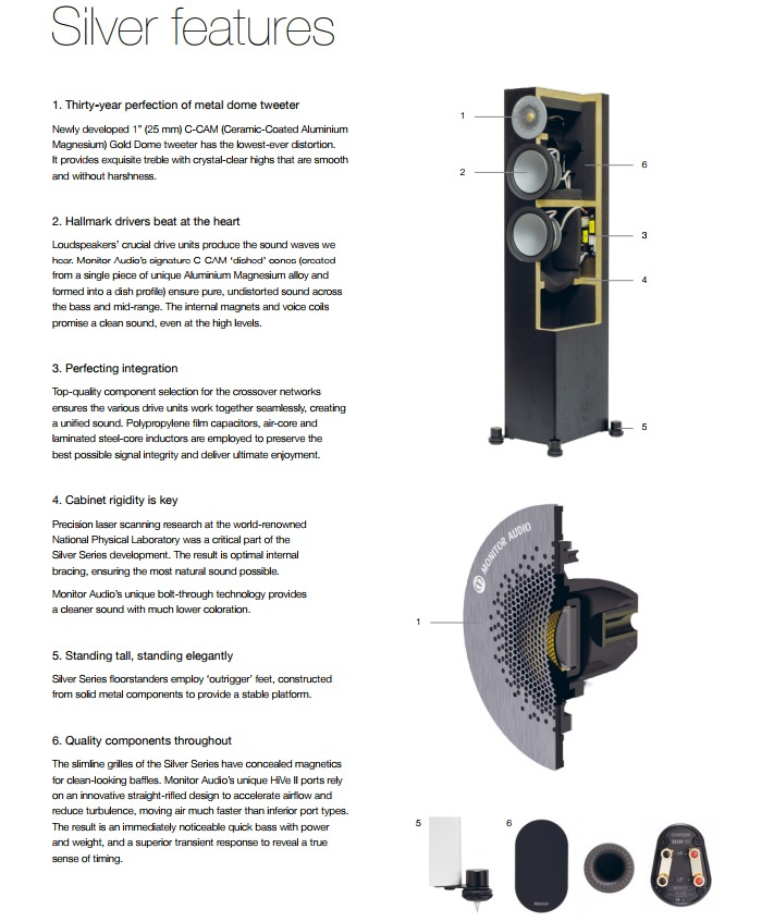 Monitor Audio Silver 500, golvhögtalare svart ask