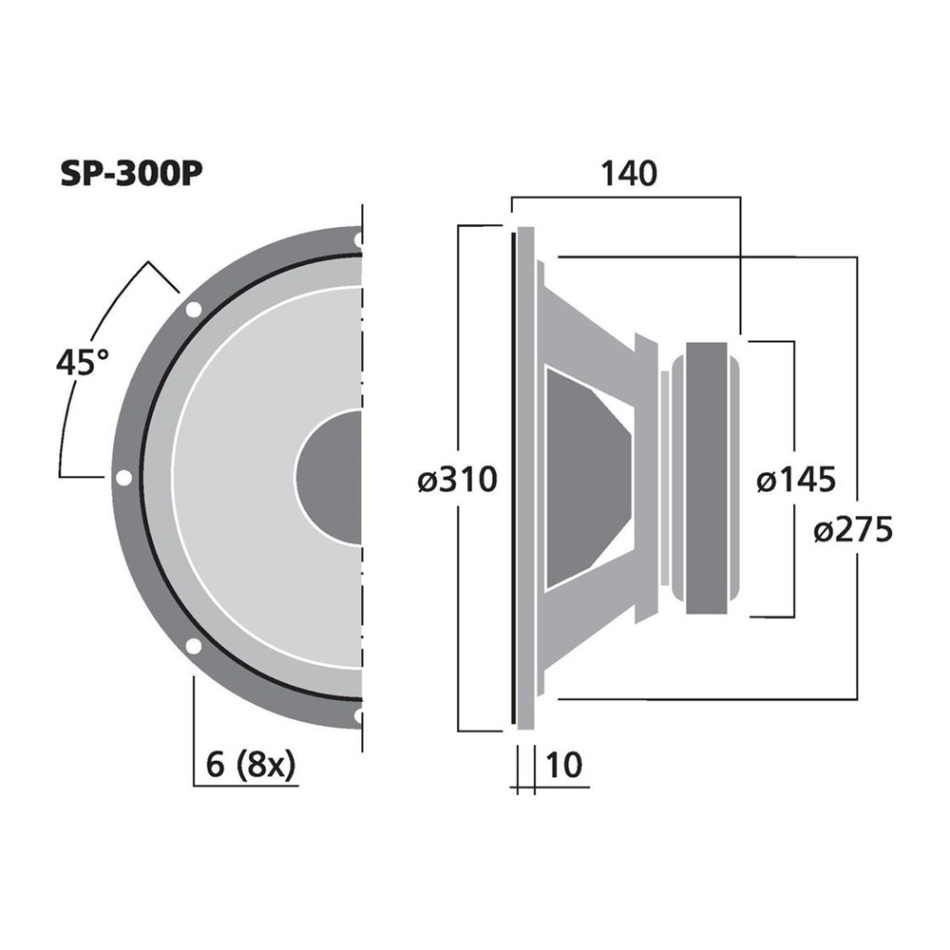 Monacor SP-300P högtalarelement baselement 12