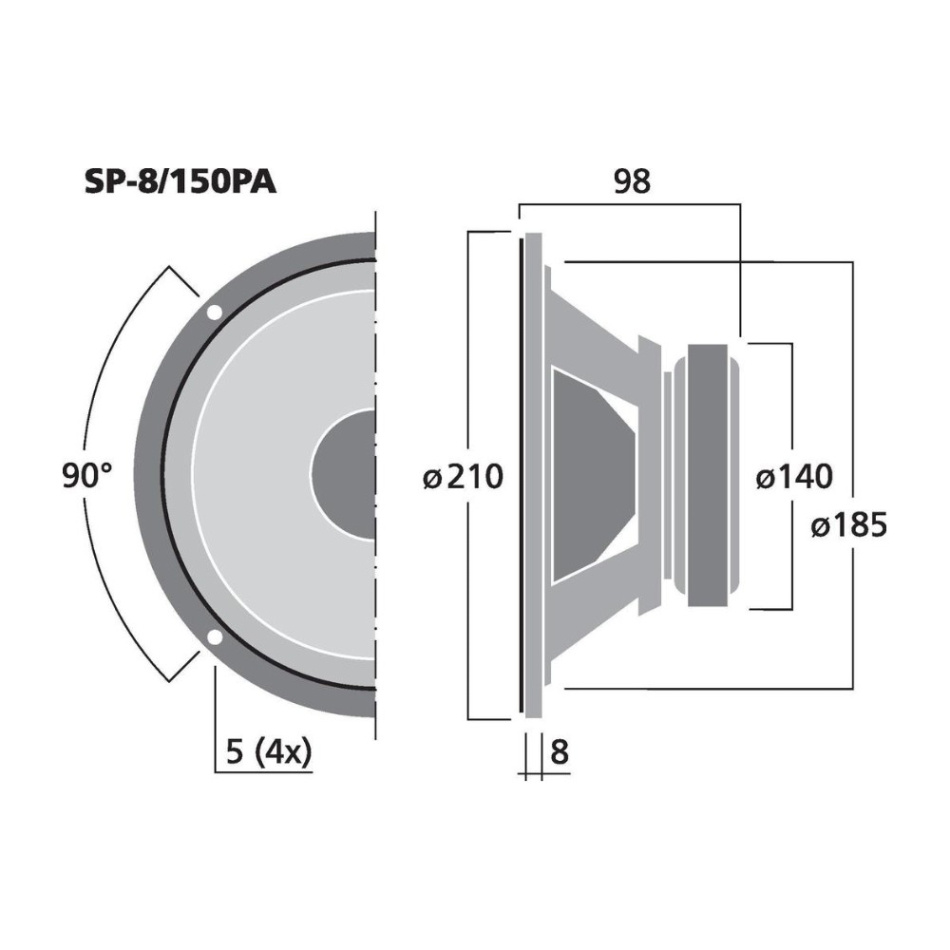 Monacor SP-8/150PA mellanregister/baselement
