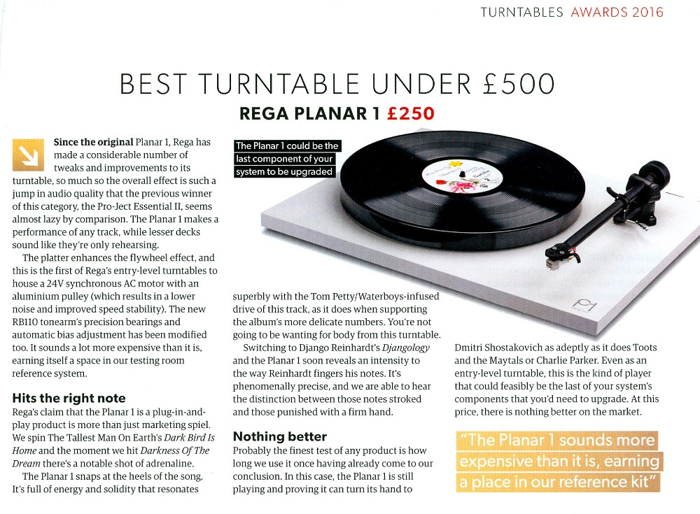 Rega Planar 1 med förmonterad Carbon MM-pickup, pianovit