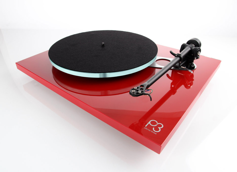 Rega Planar 3 vinylspelare utan pickup, pianoröd