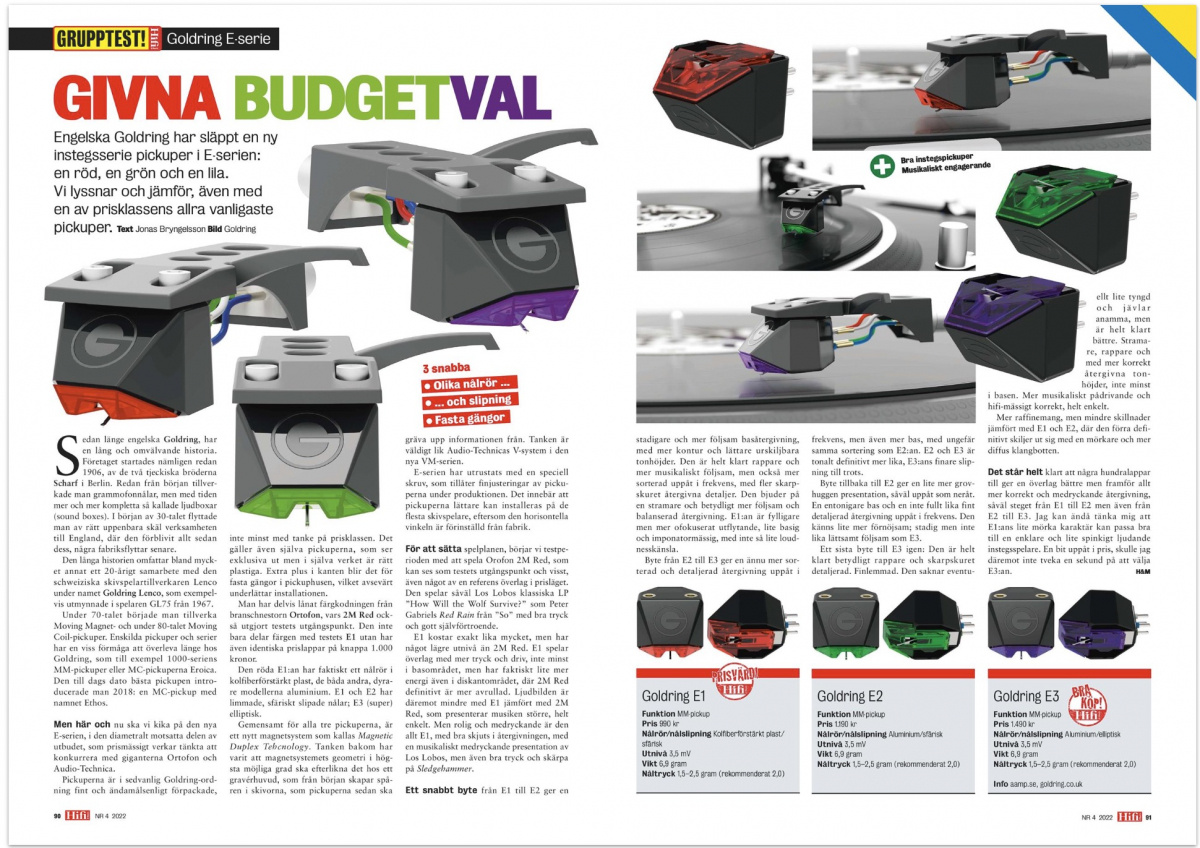 Goldring E3, MM-pickup för vinylspelare