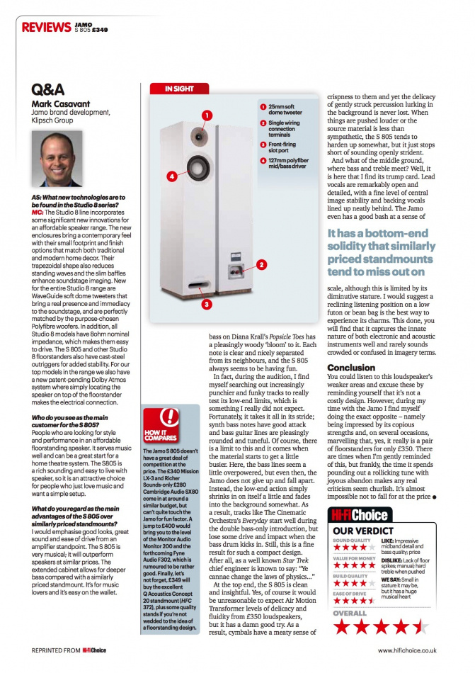 Jamo Studio-8 S805 golvhögtalare, svart par