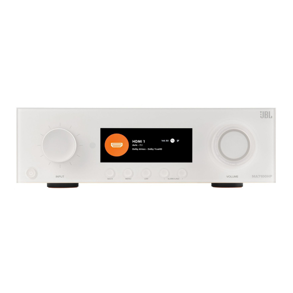 JBL MA7100HP hemmabioförstärkare 7.2 med Dirac Live, Atmos & Nätverksstreaming, vit