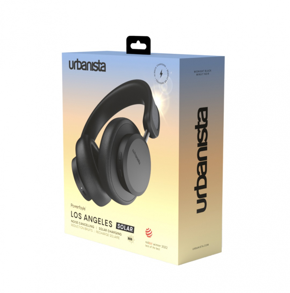 Urbanista Los Angeles trådlösa hörlurar med solcellsladdning, Midnight Black