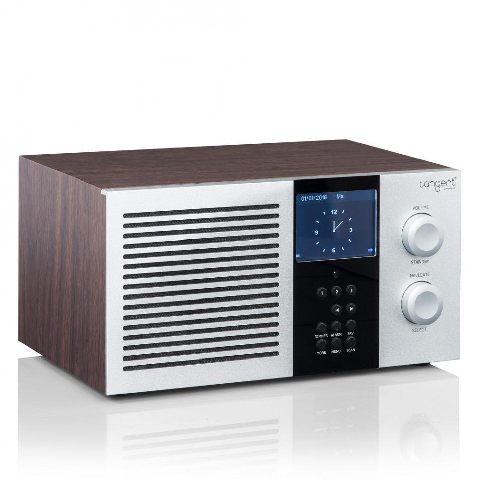 Tangent Elio Mono DAB/FM-radio med Wifi & Bluetooth, valnöt/aluminium