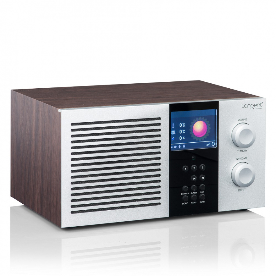 Tangent Elio Mono DAB/FM-radio med Wifi & Bluetooth, valnöt/aluminium