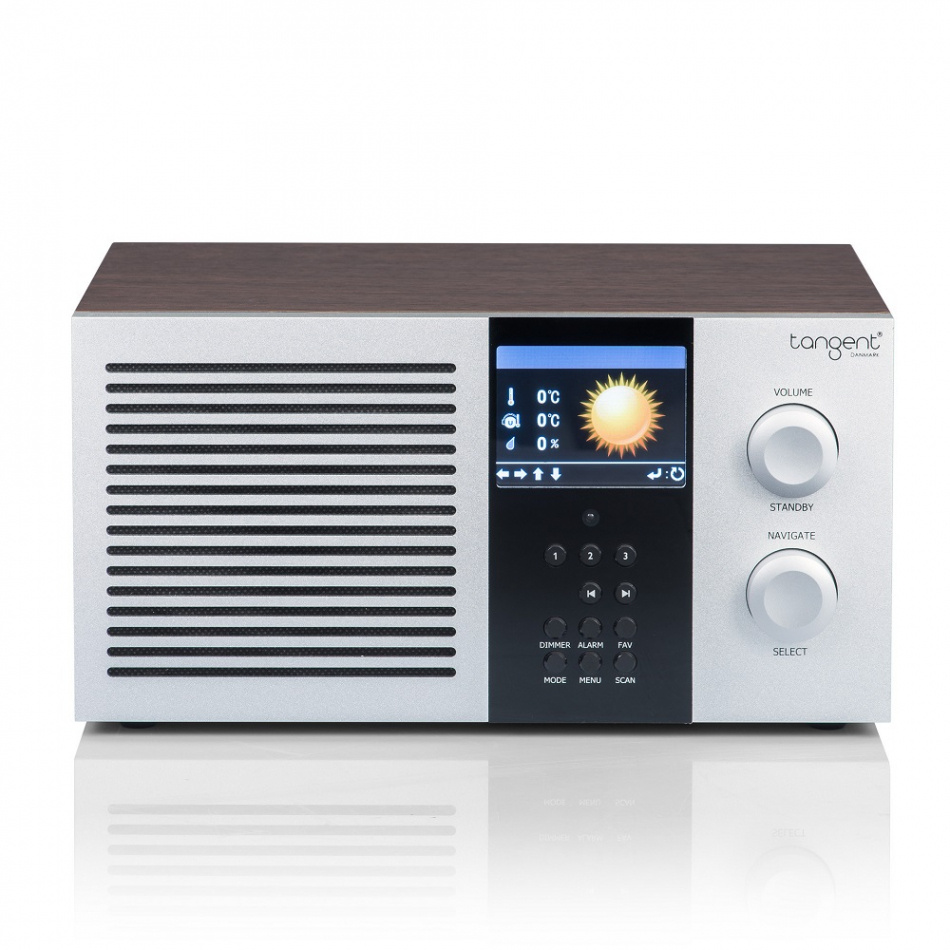 Tangent Elio Mono DAB/FM-radio med Wifi & Bluetooth, valnöt/aluminium