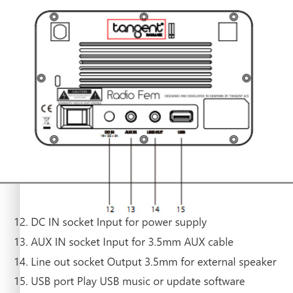 Tangent Radio Fem kompakt musiksystem med Bluetooth, CD & radio, valnöt