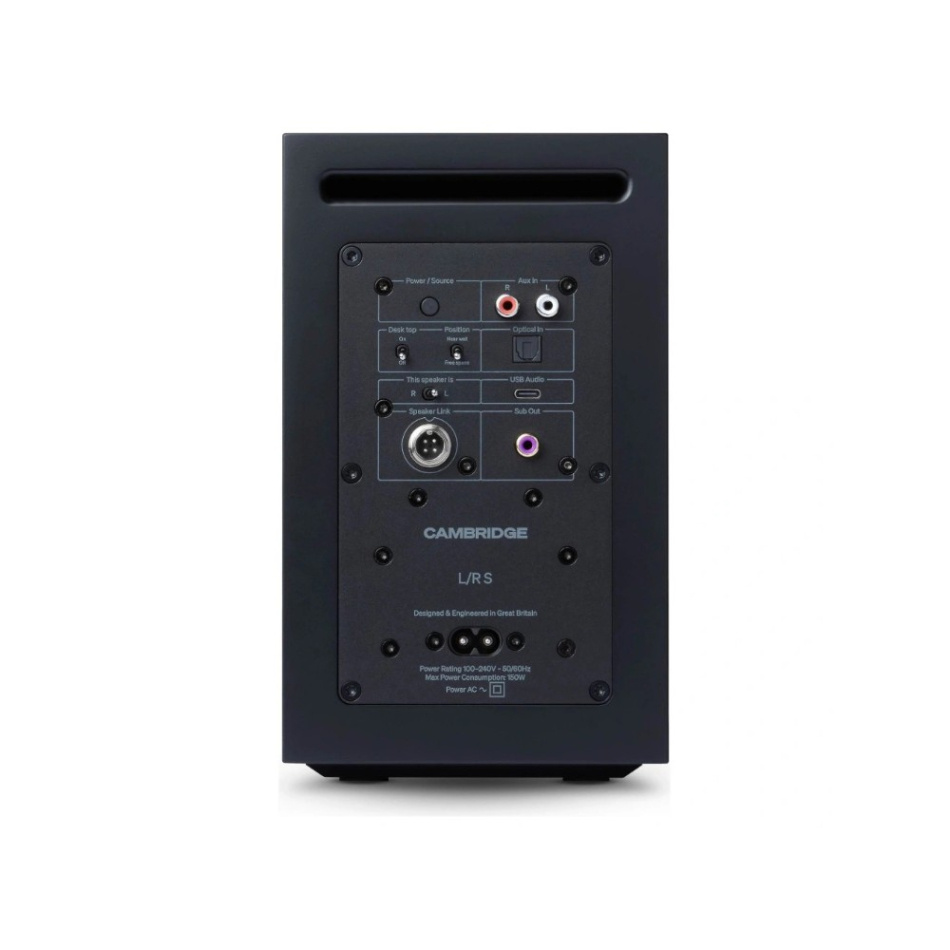 Cambridge Audio L/R S aktiva stereohögtalare med Bluetooth & DAC, svart par