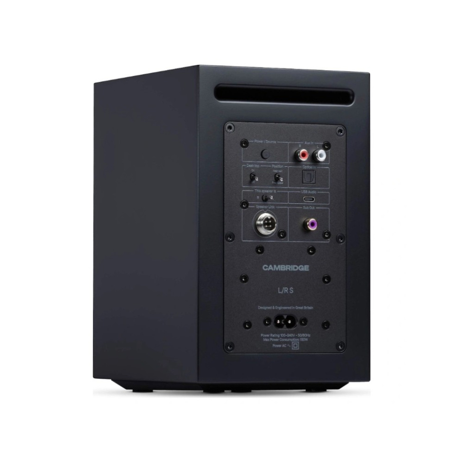 Cambridge Audio L/R S aktiva stereohögtalare med Bluetooth & DAC, svart par