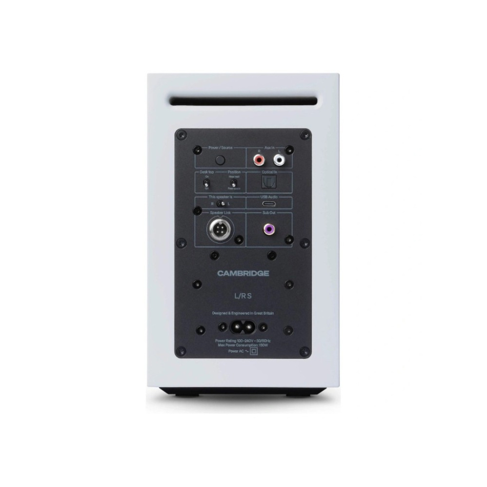 Cambridge Audio L/R S aktiva stereohögtalare med Bluetooth & DAC, vitt par