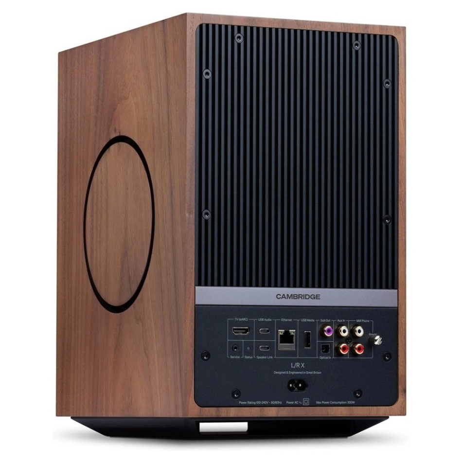 Cambridge Audio L/R X aktiva stereohögtalare med nätverk & HDMI eARC, valnöt par