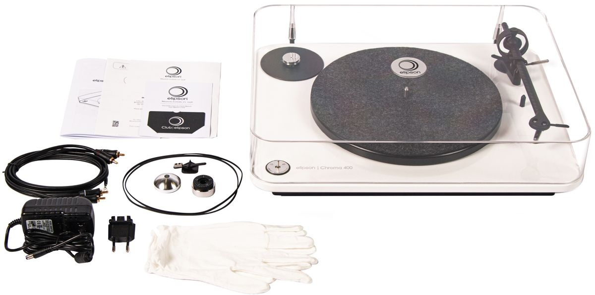 Elipson Chroma 400 vinylspelare med Ortofon OM10, pianovit