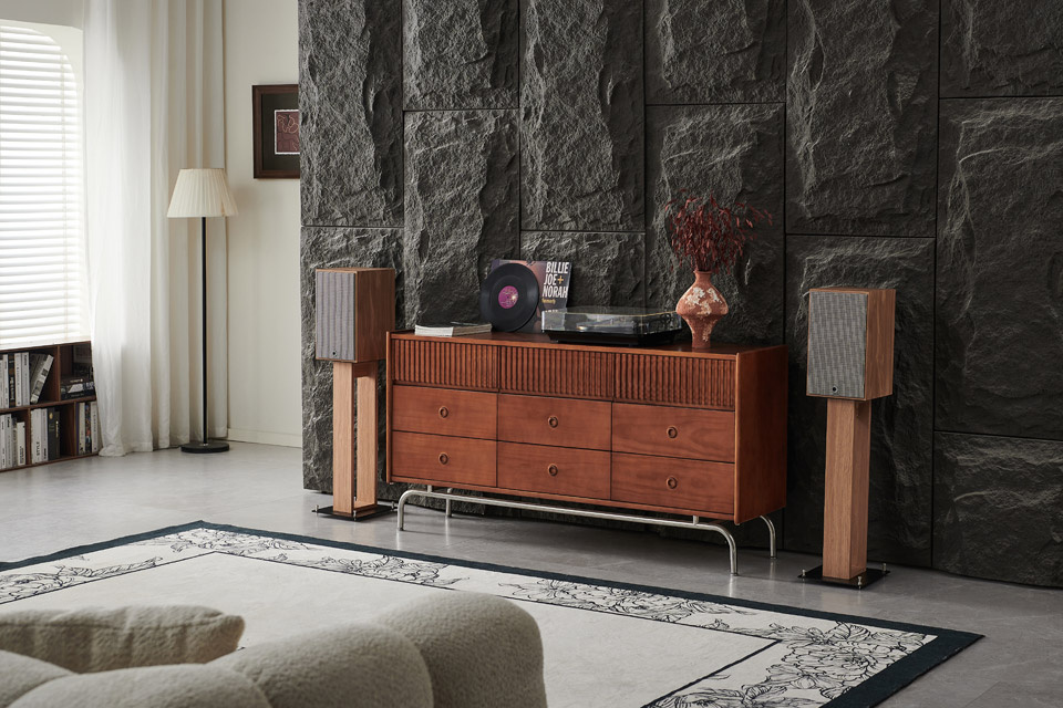 Elipson Heritage XLS7 Vintage-inspirerade stativhögtalare par, ljus ek