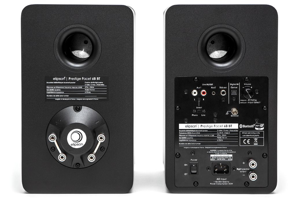 Elipson Prestige Facet 6B BT aktiva högtalare med Bluetooth & DAC, svart par