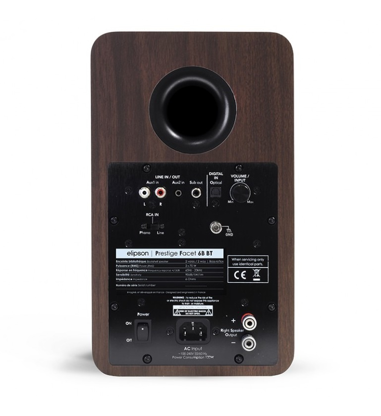 Elipson Prestige Facet 6B BT aktiva högtalare med Bluetooth & DAC, valnöt par