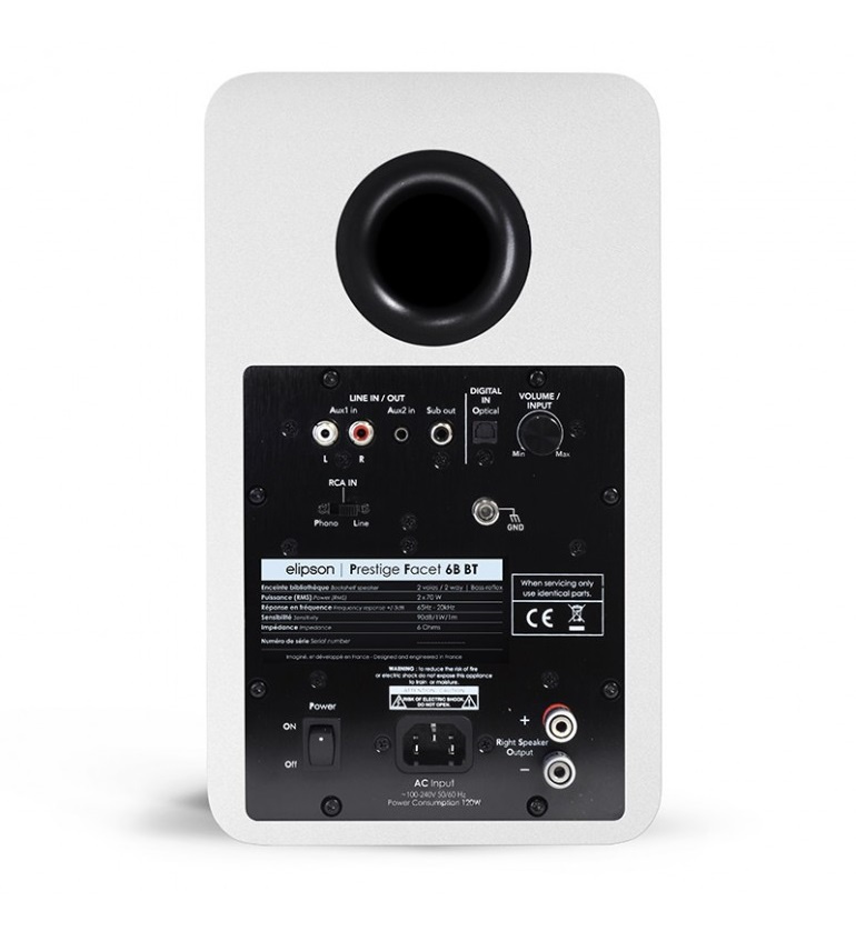 Elipson Prestige Facet 6B BT aktiva högtalare med Bluetooth & DAC, vitt par