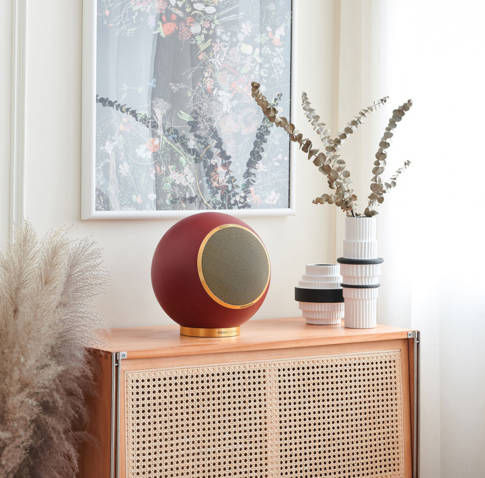 Elipson Planet L Performance klothögtalare, mattlackad Burgundy Gold styck