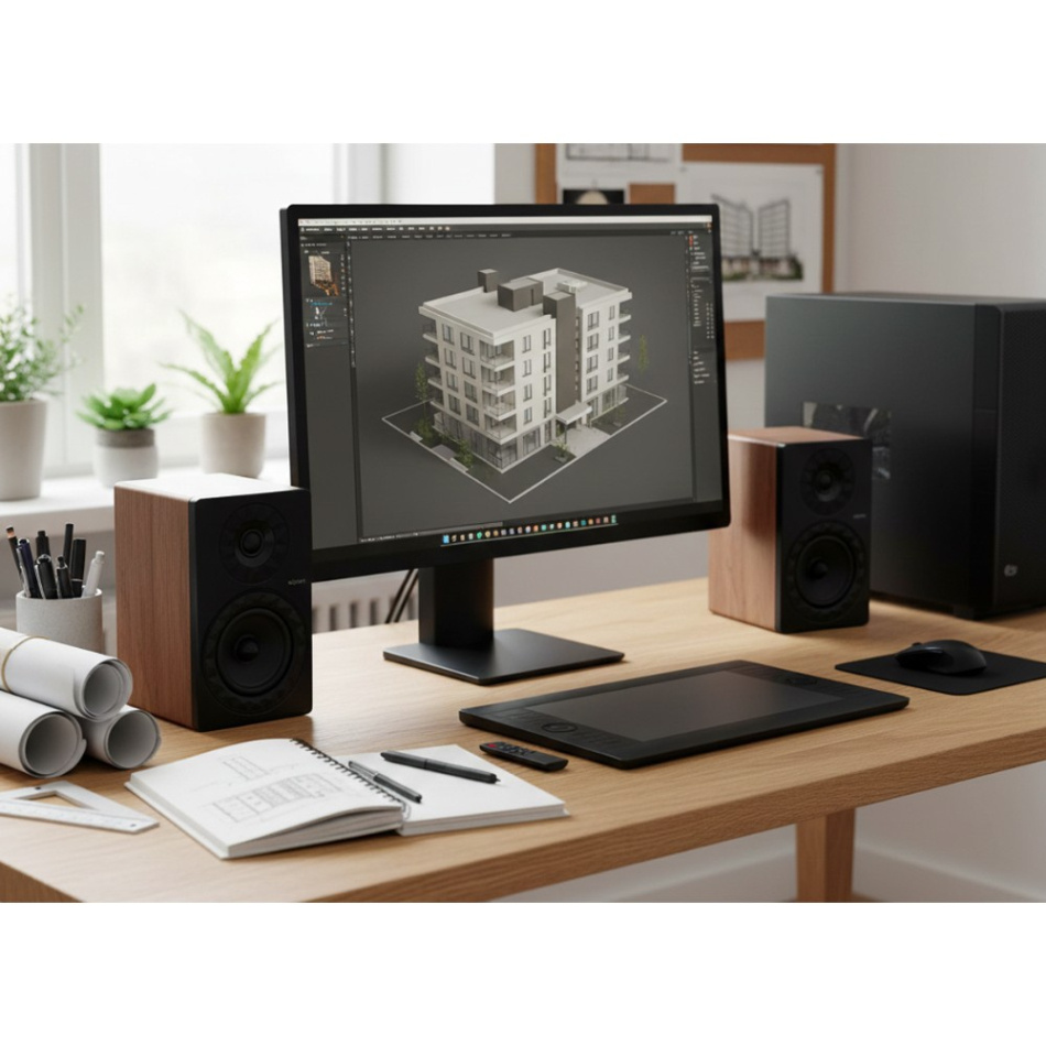 Elipson Prestige Facet II 6B Active streaminghögtalare med HDMI, valnöt par