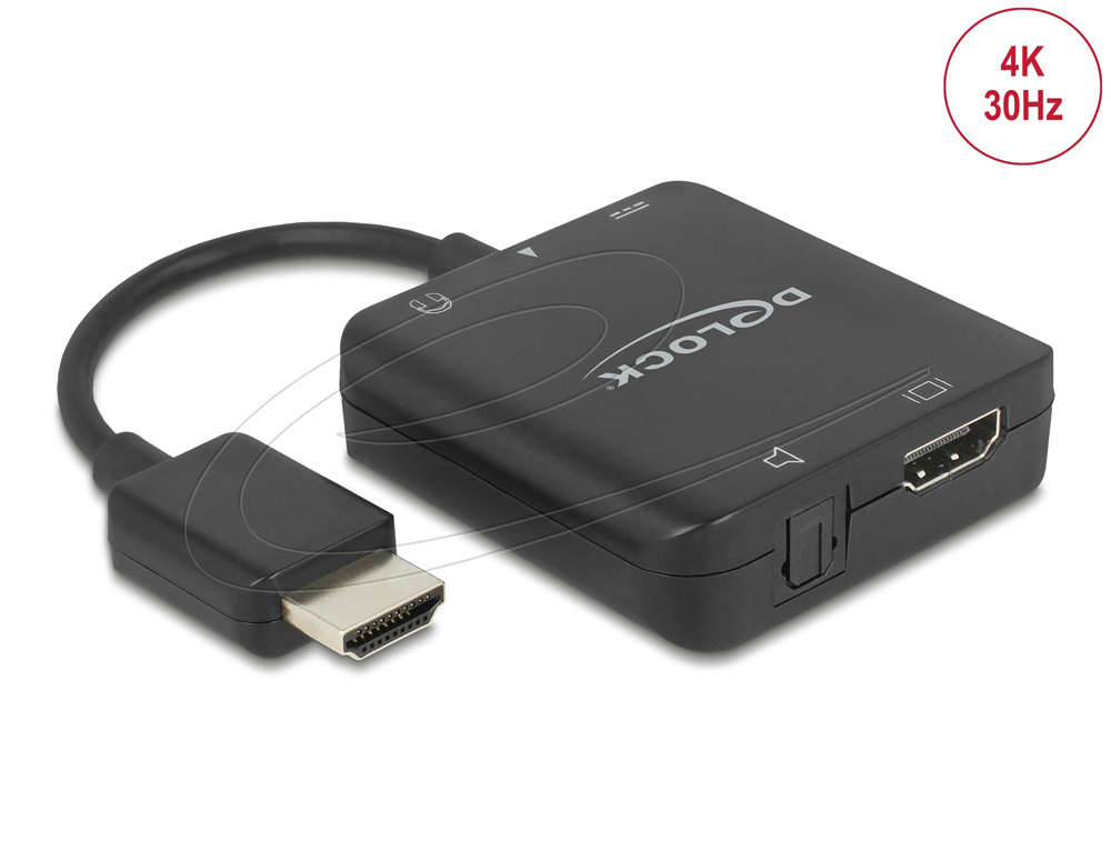 Delock HDMI Audio Extractor 4K 30 Hz, HDMI->Optisk & Analog 3.5mm