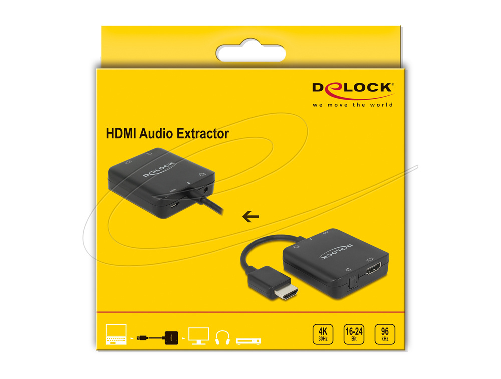 Delock HDMI Audio Extractor 4K 30 Hz, HDMI->Optisk & Analog 3.5mm
