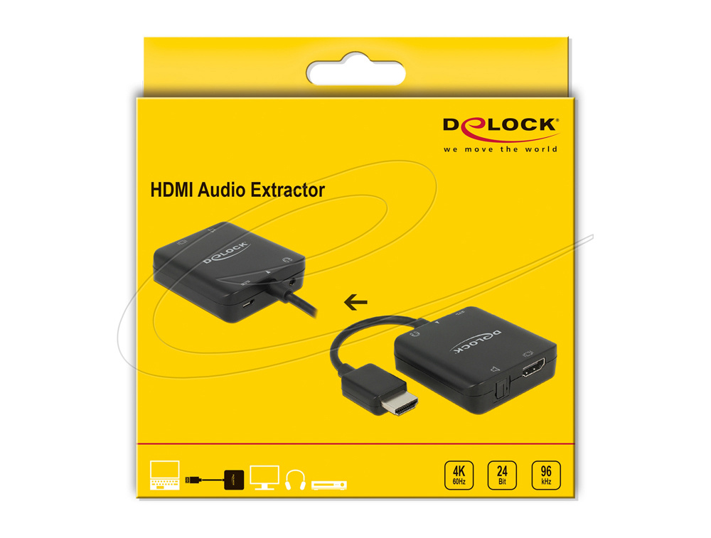 Delock HDMI Audio Extractor, HDMI->Optisk & Analog 3.5mm