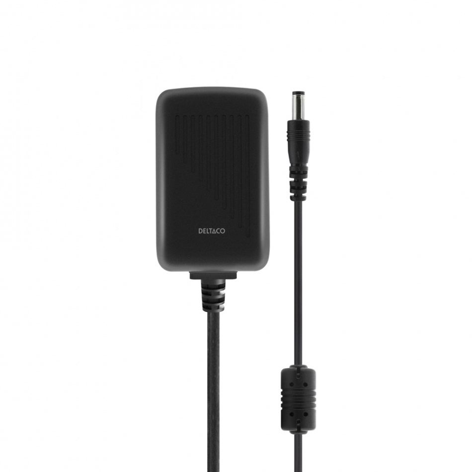 Deltaco PS12-10B Strömadapter 12V DC/1A, svart
