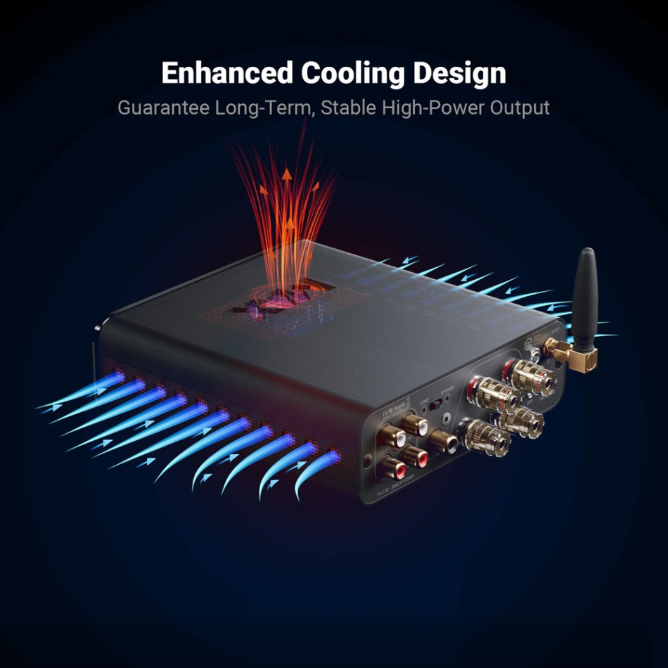 Fosi Audio BT20A Max stereoförstärkare med Bluetooth, 48V nätdel & högpassfilter
