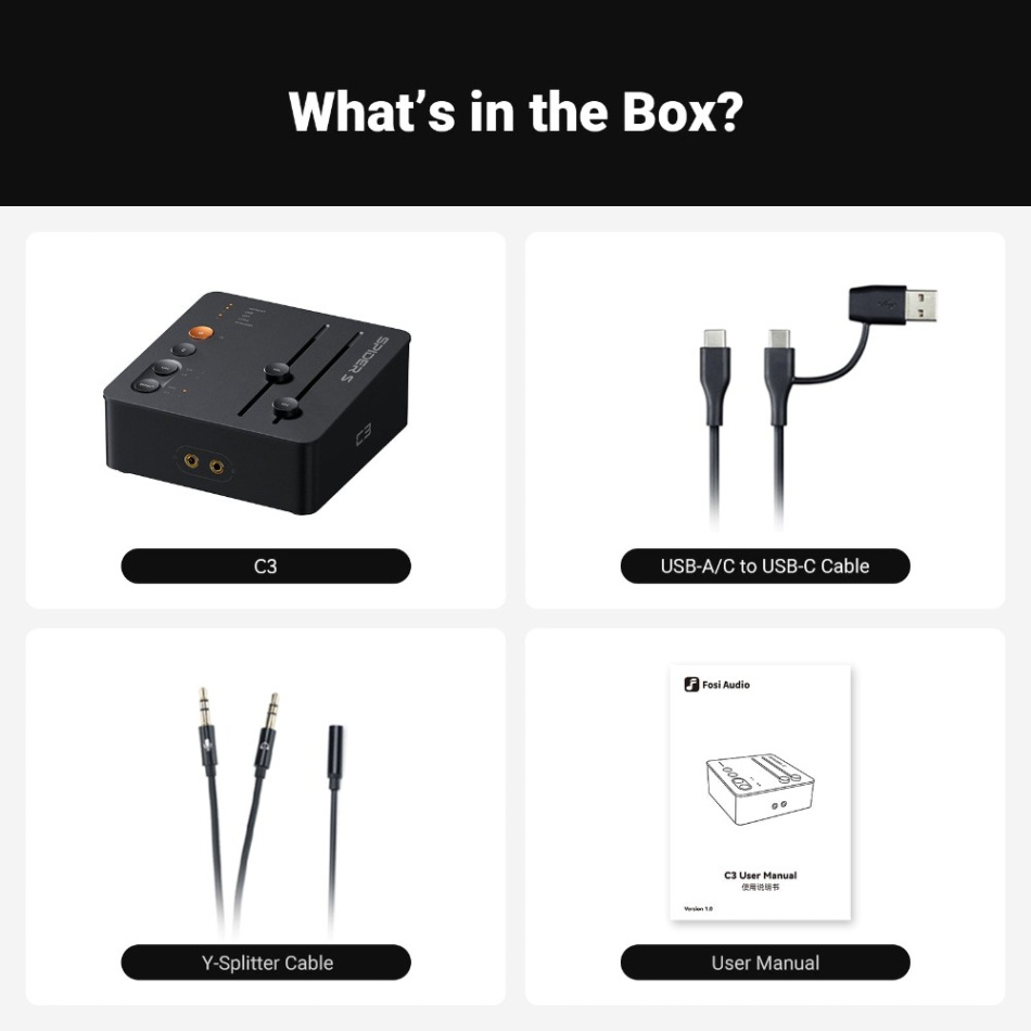 Fosi Audio StepSense C3 Gaming DAC & Hörlursförstärkare