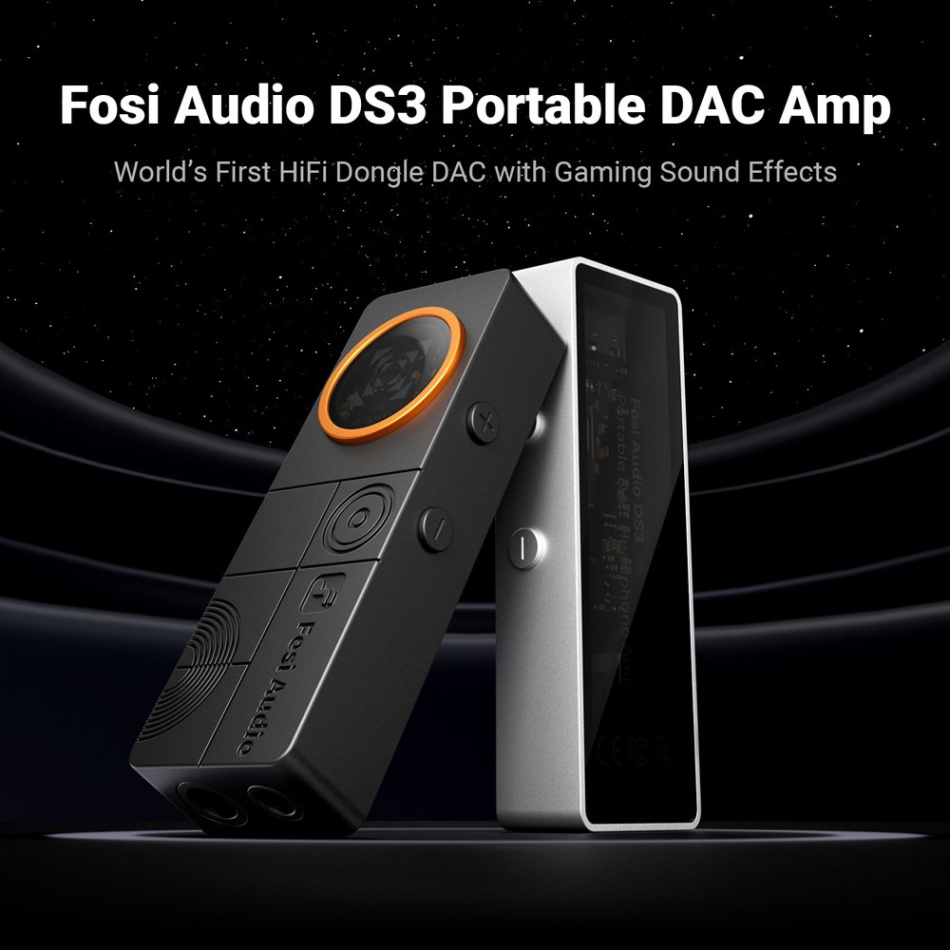 Fosi Audio DS3 portabel DAC & hörlursförstärkare, Obsidian Black
