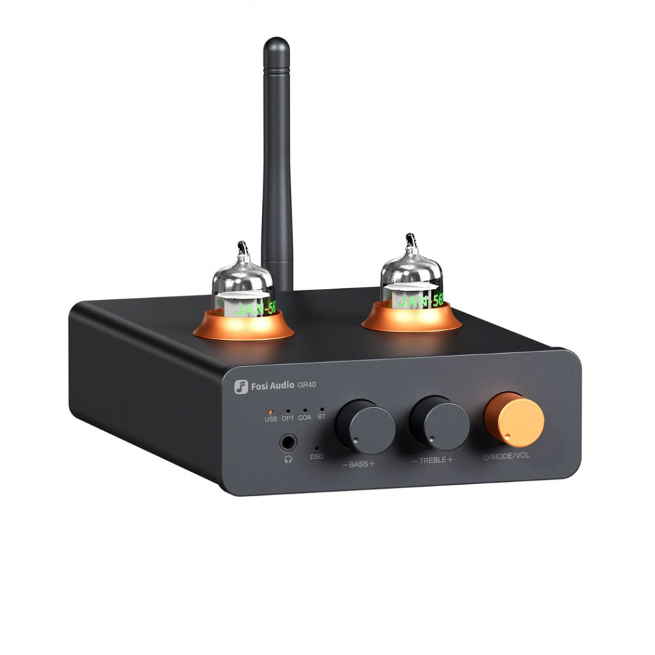 Fosi Audio GR40 kompakt rörförsteg med Bluetooth, DAC & hörlursförstärkare