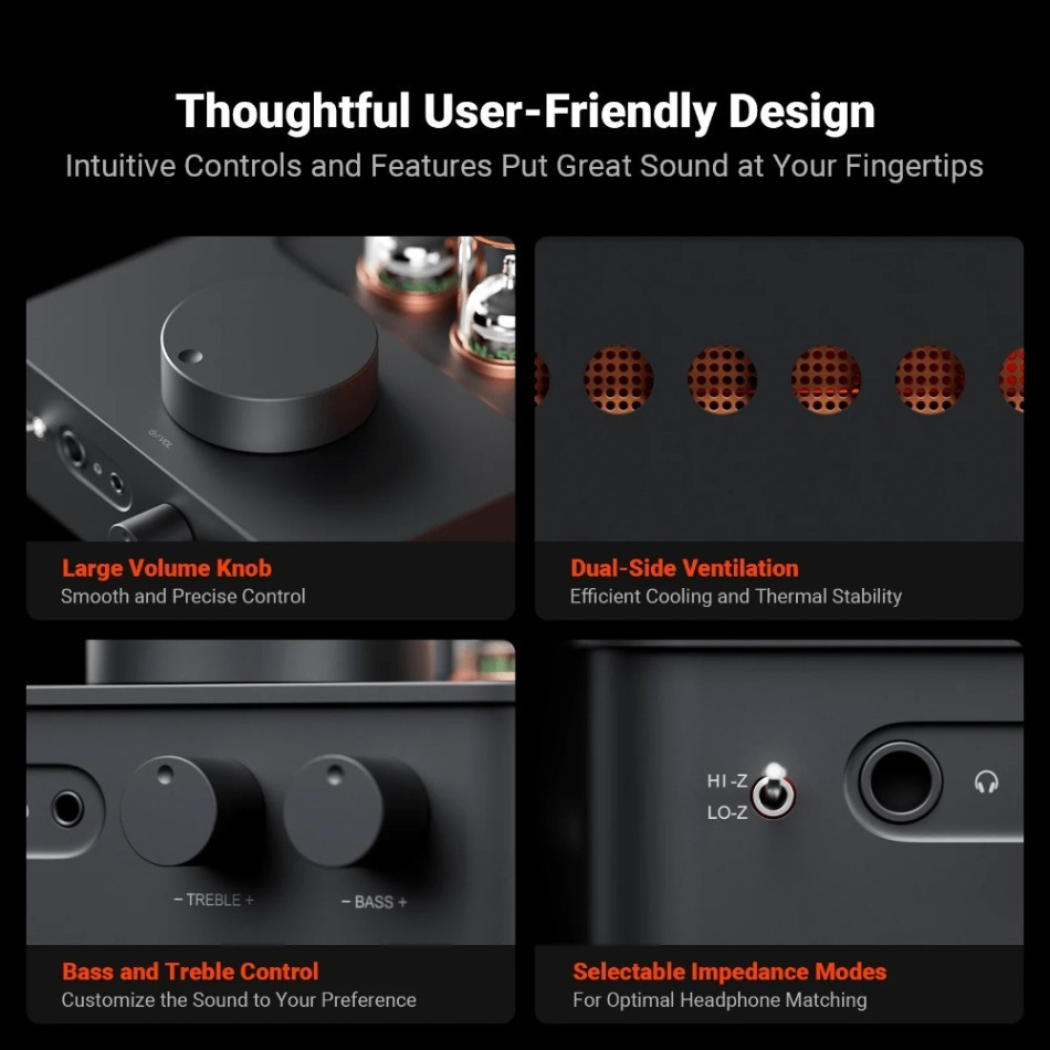 Fosi Audio GR70 rörbestyckad hörlursförstärkare med förstegsdel