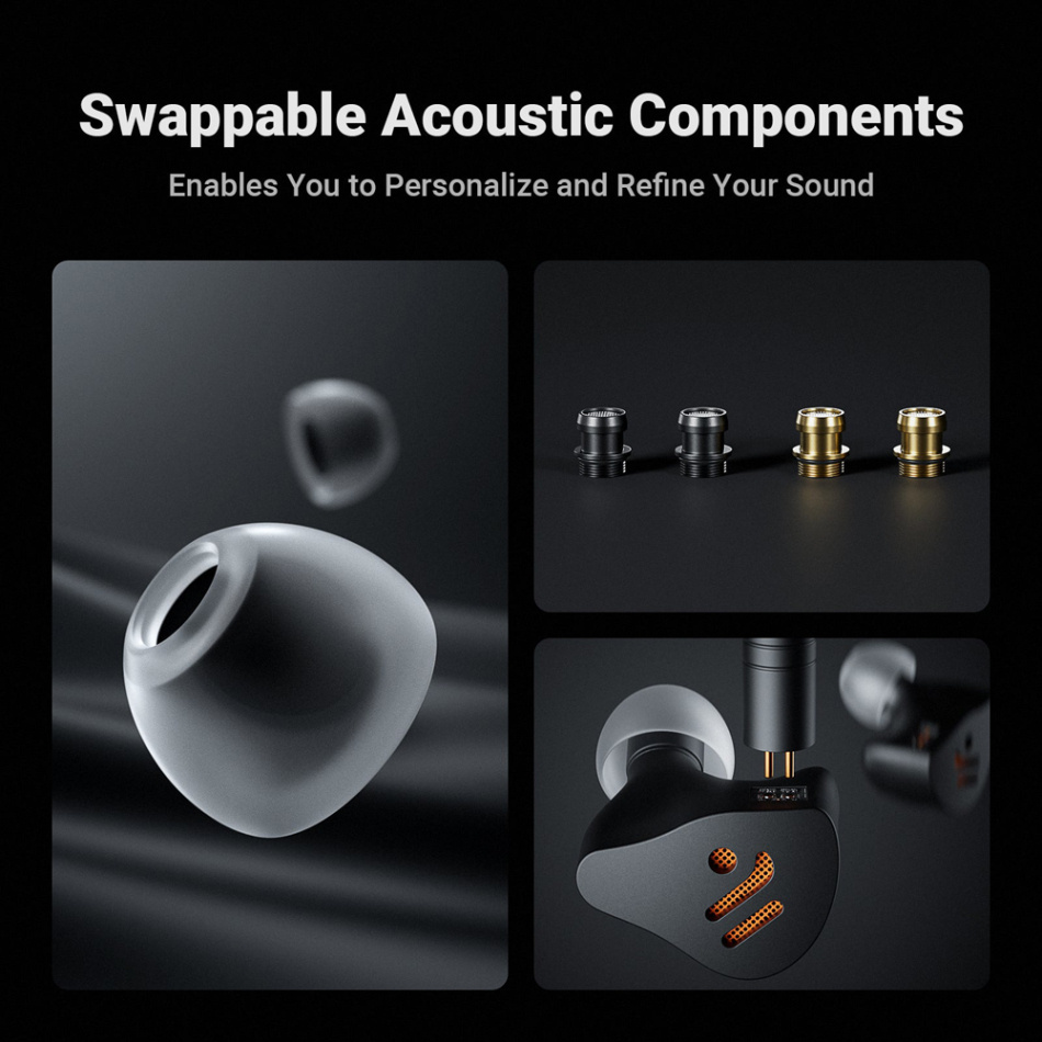 Fosi Audio IM4 öppna in-ear hörlurar med 10 mm berylliumelement, Obsidian