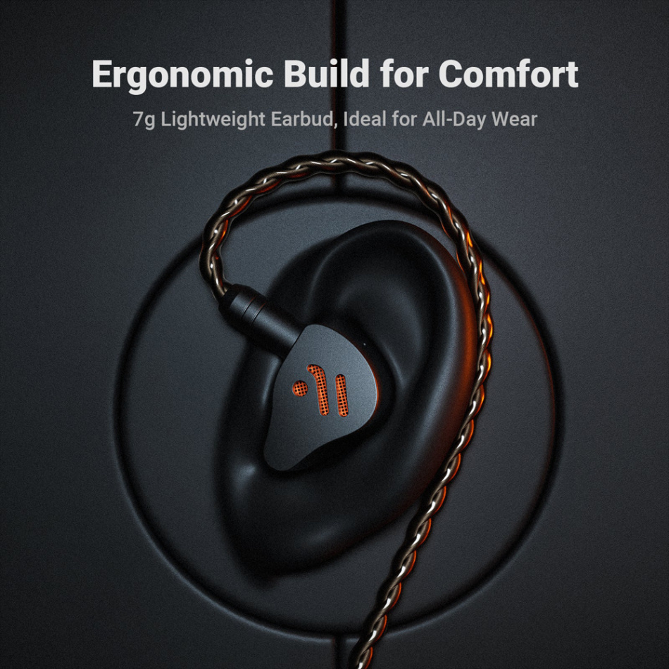 Fosi Audio IM4 öppna in-ear hörlurar med 10 mm berylliumelement, Obsidian