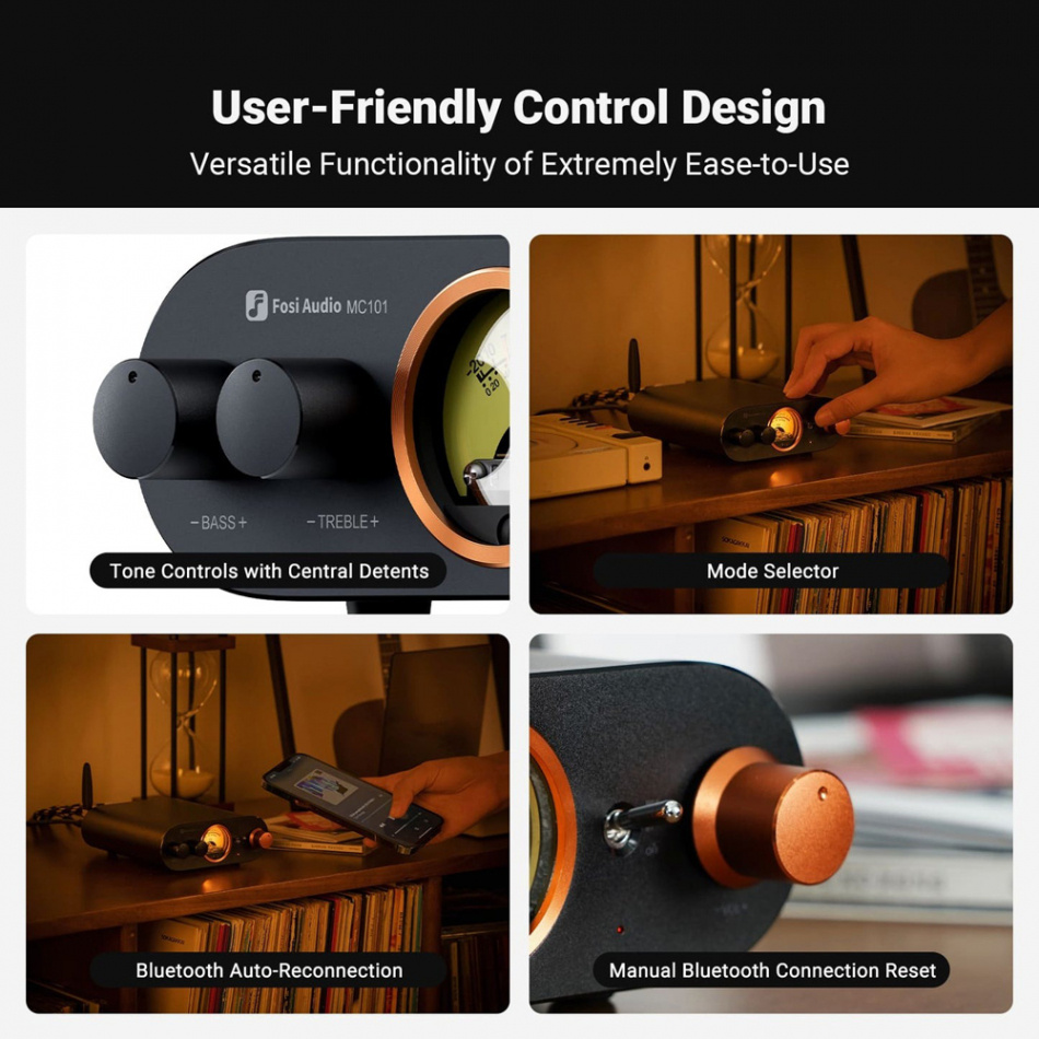Fosi Audio MC101 kompakt stereoförstärkare med Bluetooth