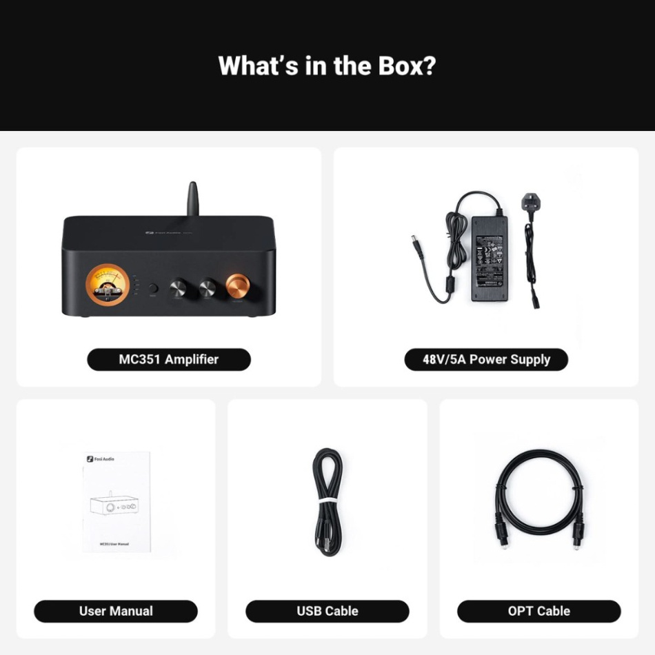Fosi Audio MC351-48V stereoförstärkare med Bluetooth, DAC & substeg