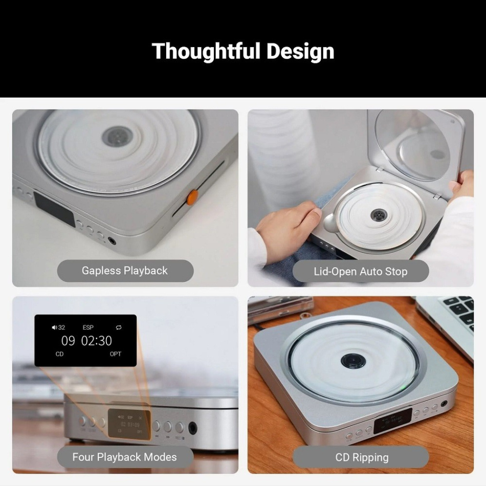 Fosi Audio Merak CD-spelare med hörlursförstärkare & CD-rippning