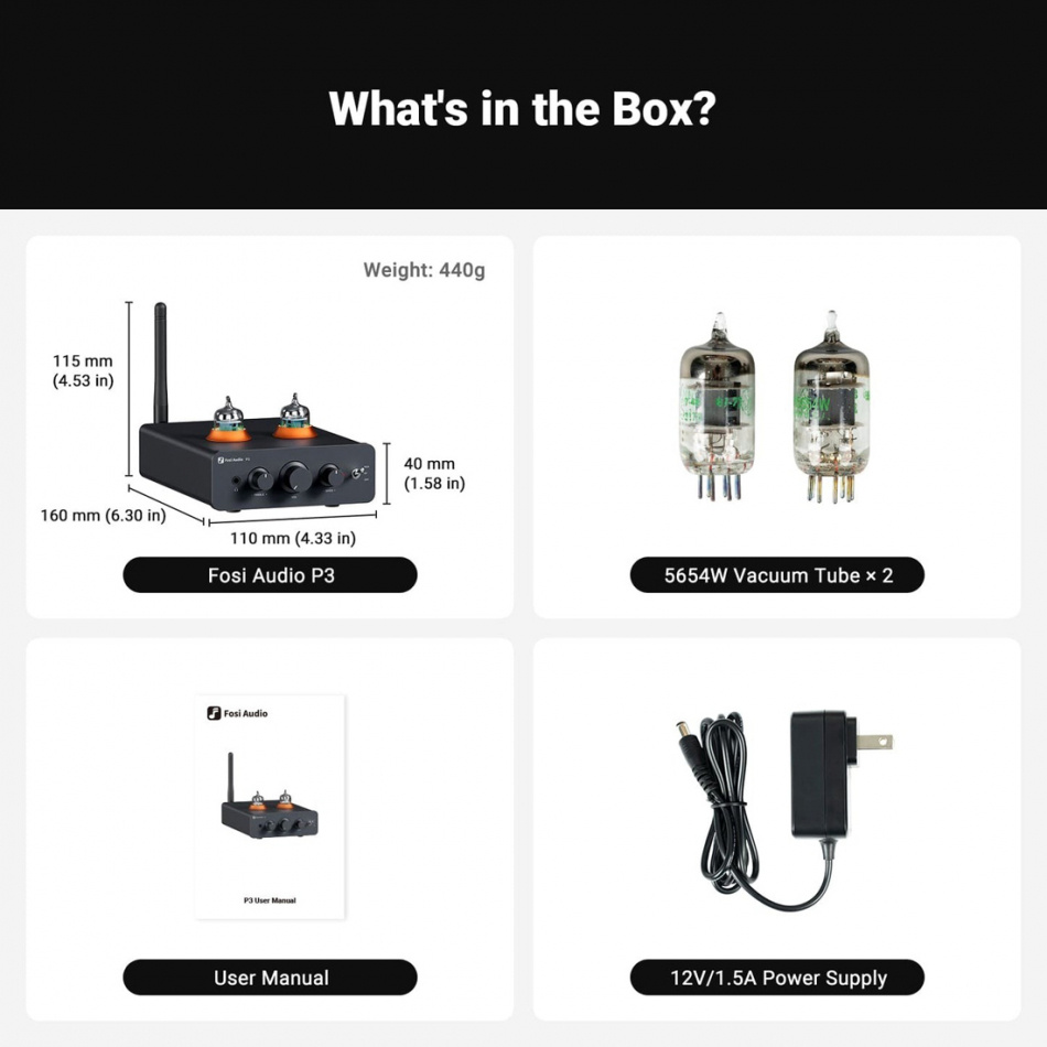 Fosi Audio P3 kompakt rörförsteg med Bluetooth & hörlursförstärkare