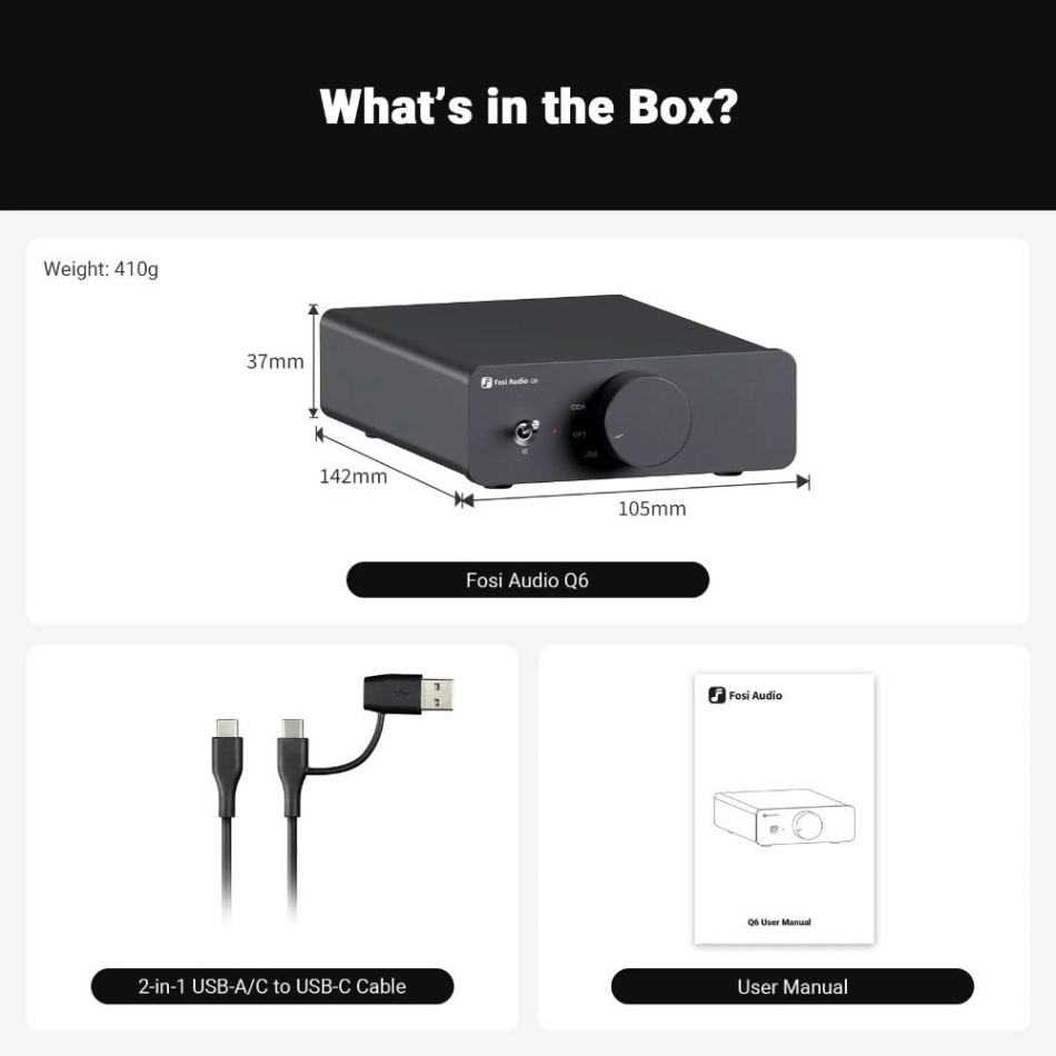 Fosi Audio Q6 kompakt DAC med subwooferutgång