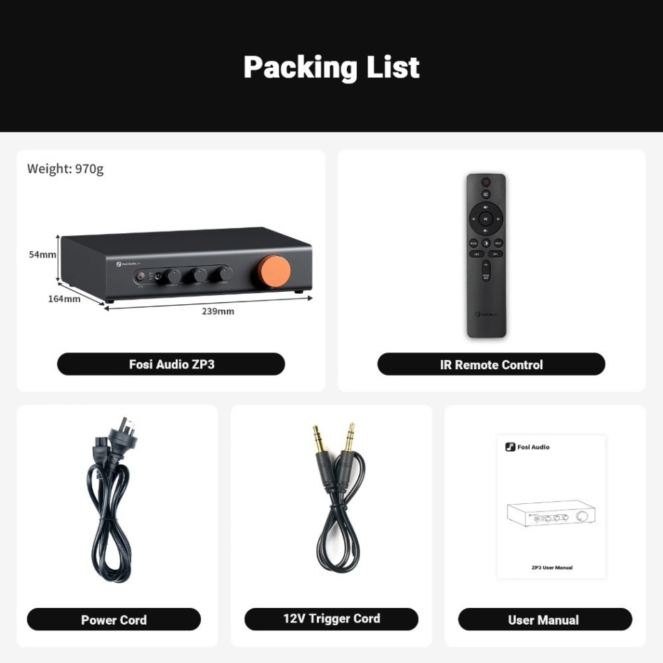 Fosi Audio ZP3 försteg med XLR, högpassfilter & subutgång