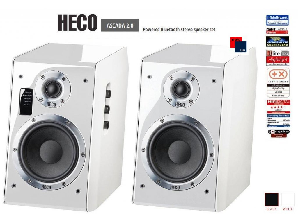 Heco Ascada 2.0, vita aktiva högtalare med Bluetooth UTFÖRSÄLJNING