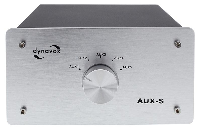 Dynavox AUX-S lågnivåomkopplare för signalkällor, silver