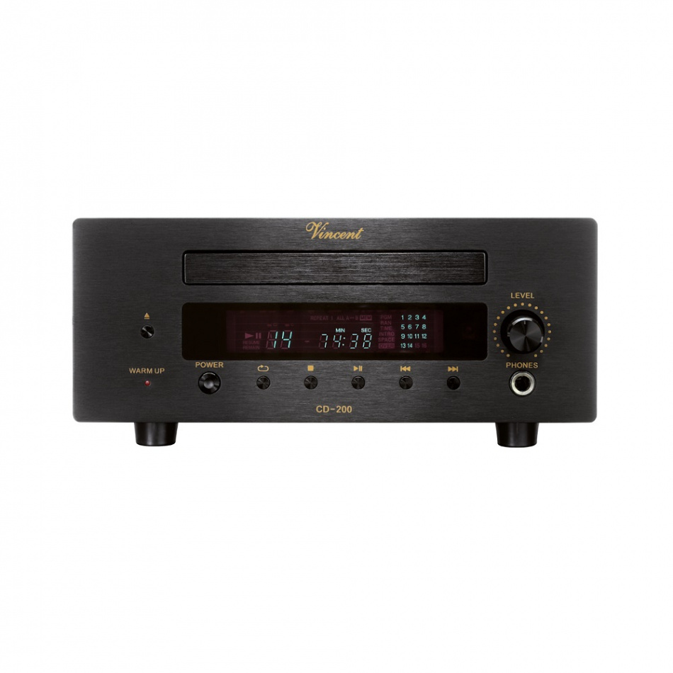 Vincent CD-200 kompakt CD-spelare med rörutgång, svart