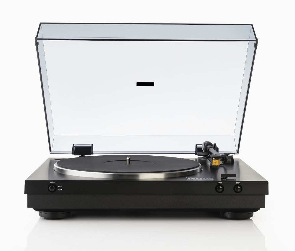 Dual CS-329 helautomatisk vinylspelare med Audio Technica AT91 & RIAA-steg, svart