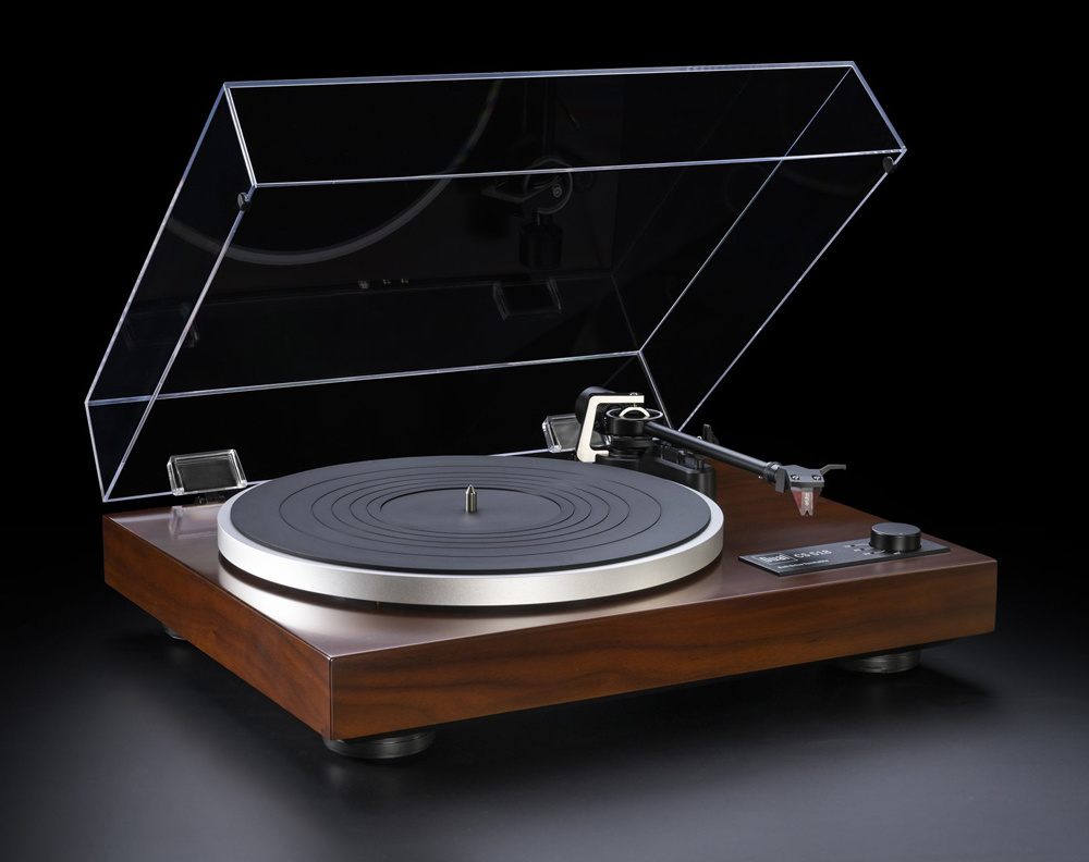 Dual CS-518 manuell vinylspelare med Ortofon 2M Red & RIAA-steg, valnöt